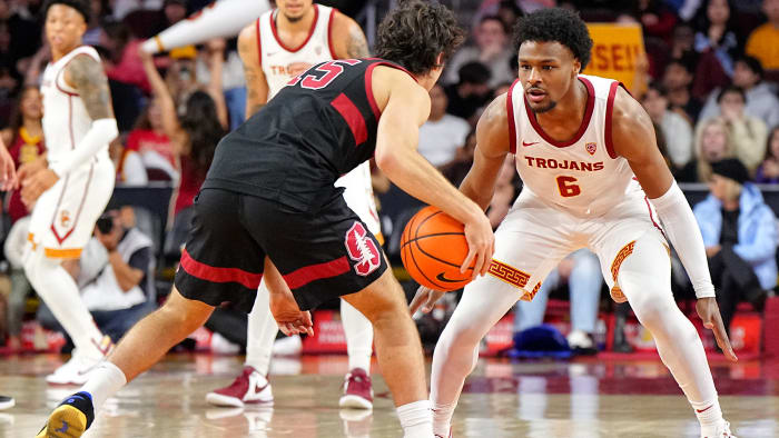 Bronny James during USC’s game against Stanford.